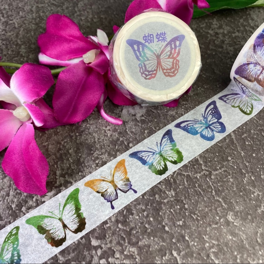 Bold and Realistic Butterflies, Wide 23mm Washi Tape, 1 Full Roll - Picture 3 of 3